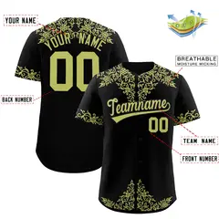 Black Champagne Baroque Style Baseball Jersey 2