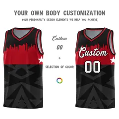 Black City Silhouette Pattern Basketball Jersey Uniform 3