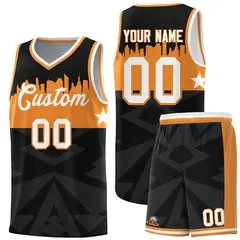 Black City Silhouette Pattern Basketball Jersey Uniform