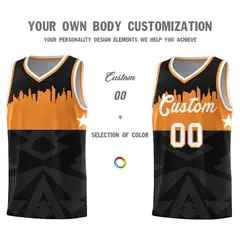 Black City Silhouette Pattern Basketball Jersey Uniform 3