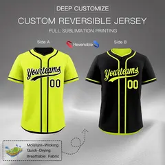 Black Classic Reversible Baseball Jersey Moisture-Wicking 2