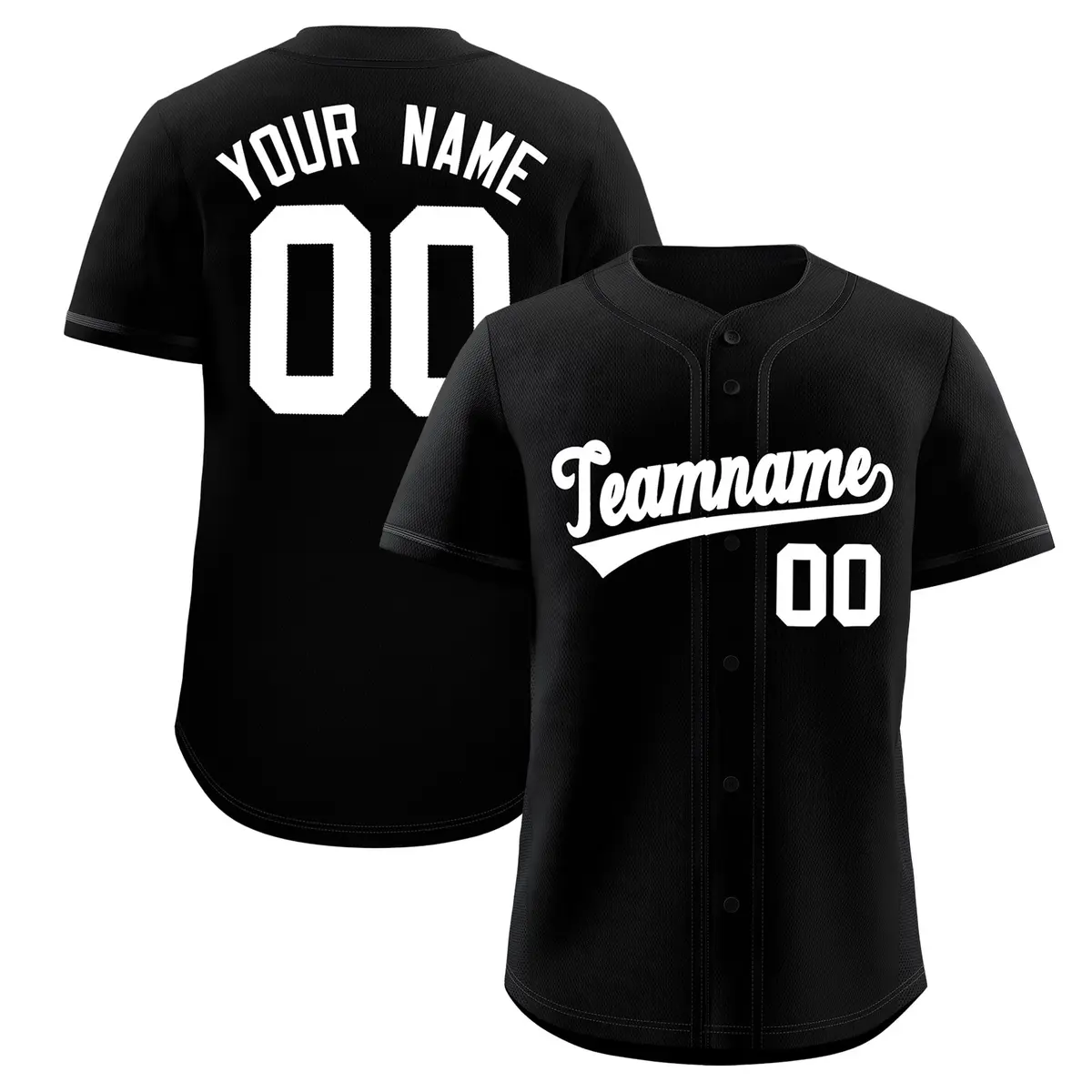 Black Classic Solid Color Baseball Jersey