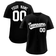 Black Classic Solid Color Baseball Jersey 1