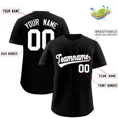 Black Classic Solid Color Baseball Jersey 2