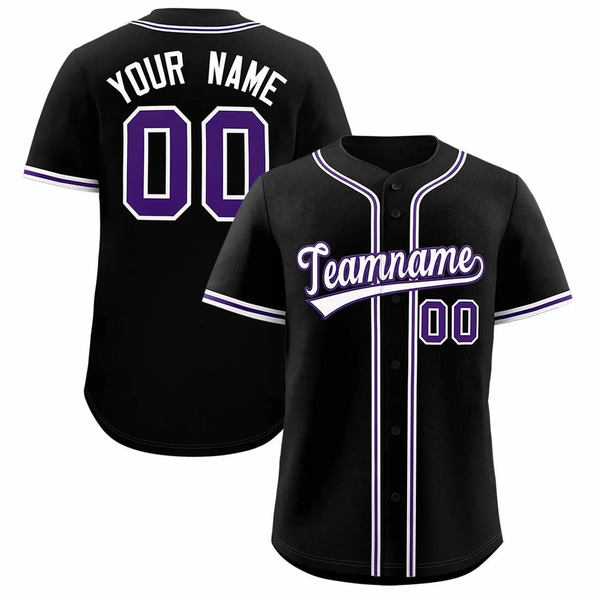 Black Classic Style Baseball Jersey
