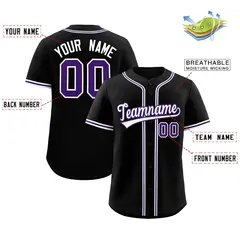 Black Classic Style Baseball Jersey 2