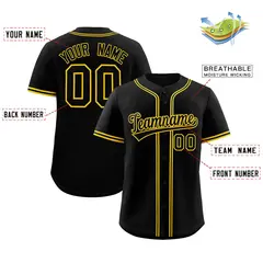 Black Classic Style Baseball Jersey 2