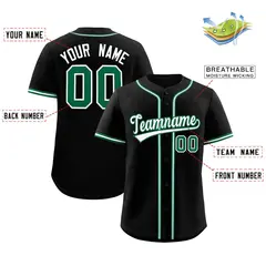 Black Classic Style Baseball Jersey 2