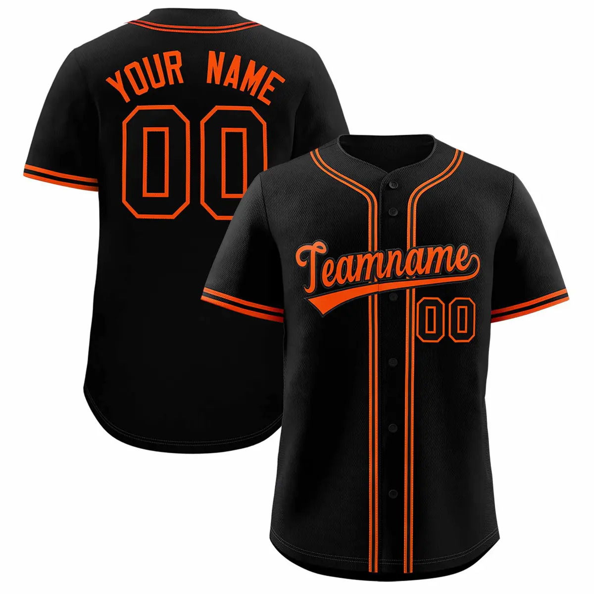 Black Classic Style Baseball Jersey