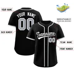 Black Classic Style Baseball Jersey 2