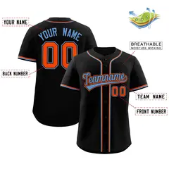 Black Classic Style Baseball Jersey 2