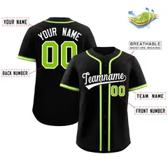 Black Classic Style Baseball Jersey 2