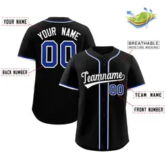 Black Classic Style Baseball Jersey 2