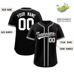Black Classic Style Baseball Jersey 2