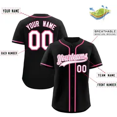 Black Classic Style Baseball Jersey Sports Uniform 2