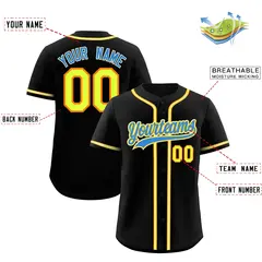 Black Classic Style Baseball Jersey Sports Uniform 2