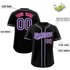 Black Classic Style Baseball Jersey Sports Uniform 2