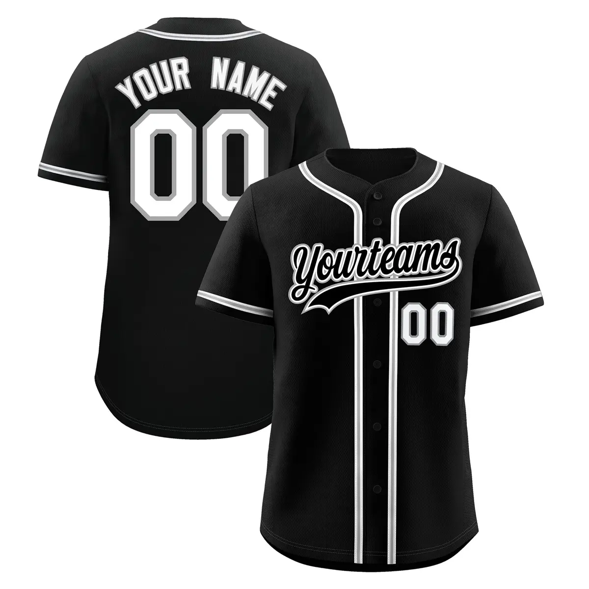 Black Classic Style Lightweight Baseball Jersey for Teams