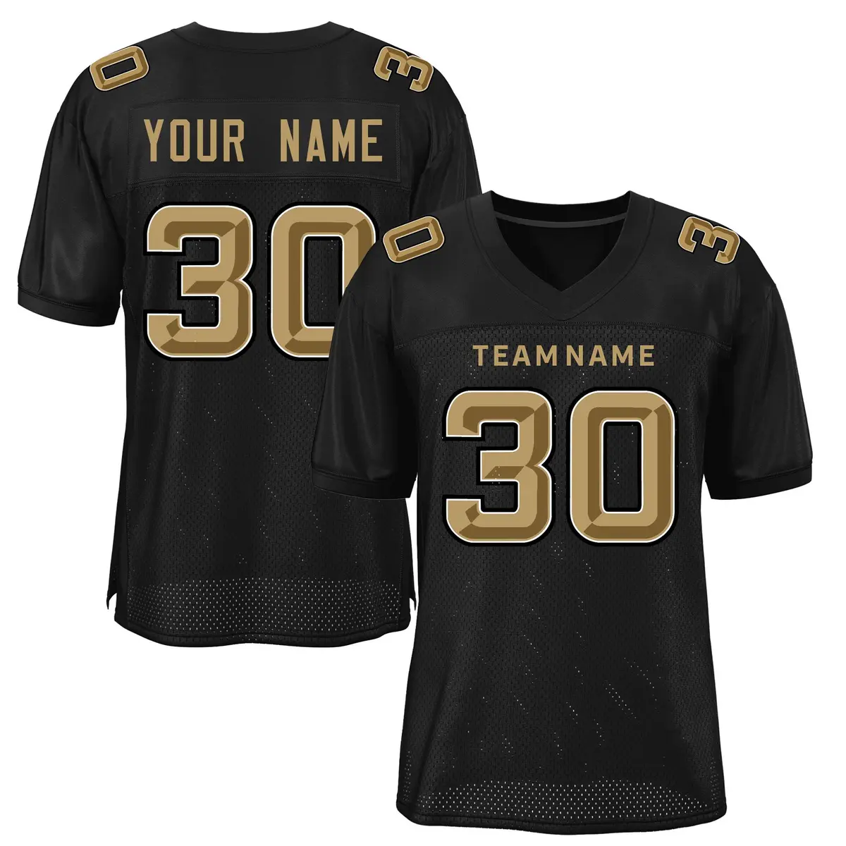 Black Classic Style Mesh Authentic Football Jersey