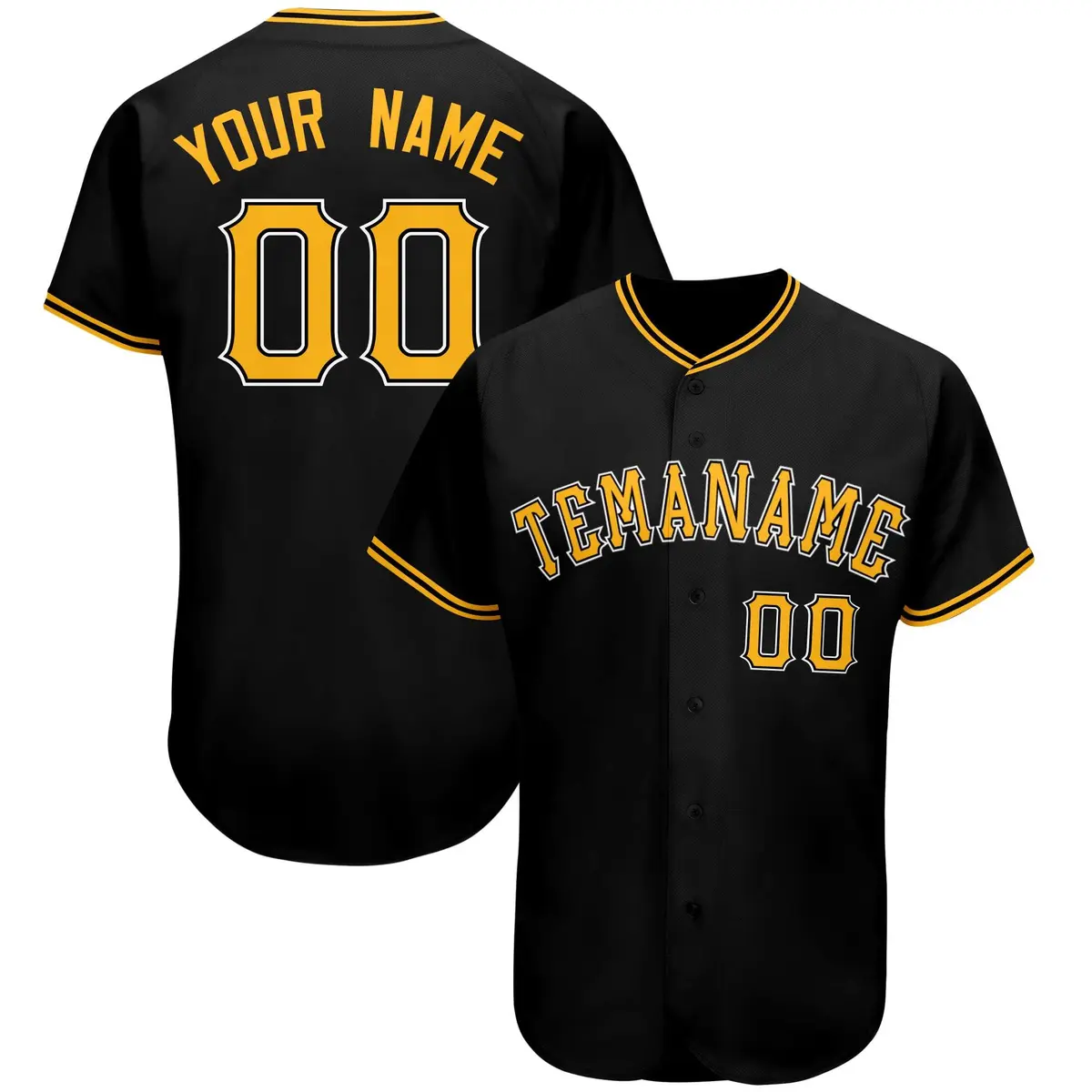 Black Classic Team Style Authentic Baseball Jersey
