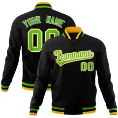 Black Classic Varsity Full-Snap Letterman Baseball Jacket 1