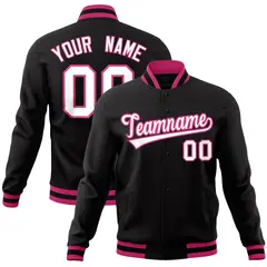 Black Classic Varsity Full-Snap Letterman Baseball Jacket 1