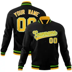 Black Classic Varsity Full-Snap Letterman Baseball Jacket 1