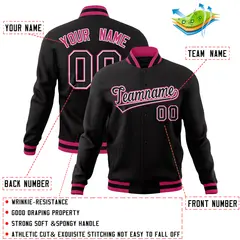 Black Classic Varsity Full-Snap Letterman Baseball Jacket 4