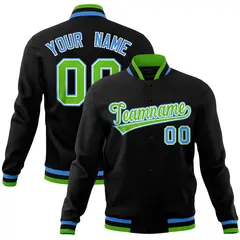Black Classic Varsity Full-Snap Letterman Baseball Jacket 1