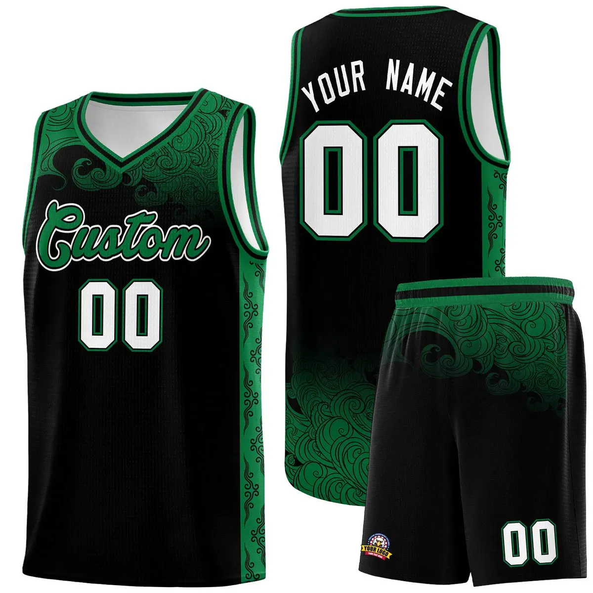 Black Cloud Pattern Sports Uniform Basketball Jersey