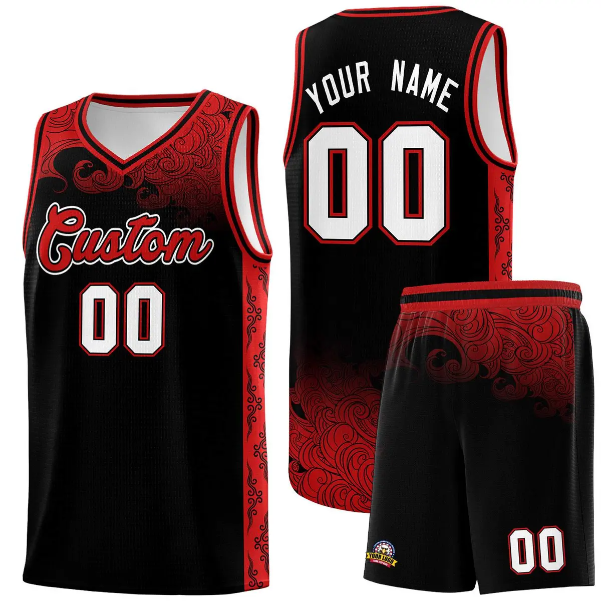 Black Cloud Pattern Sports Uniform Basketball Jersey