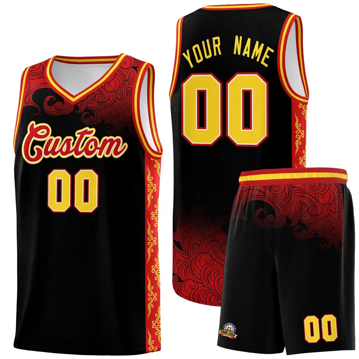 Black Cloud Pattern Sports Uniform Basketball Jersey