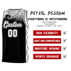 Black Cloud Pattern Sports Uniform Basketball Jersey 2