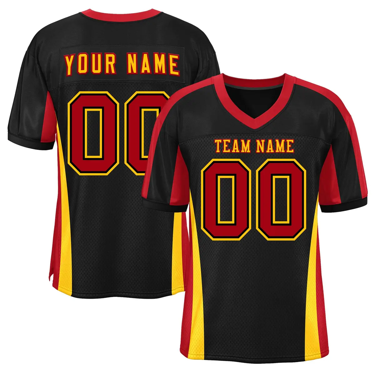 Black Color Block Mesh Authentic Football Jersey