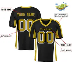 Black Color Block Mesh Authentic Football Jersey 2