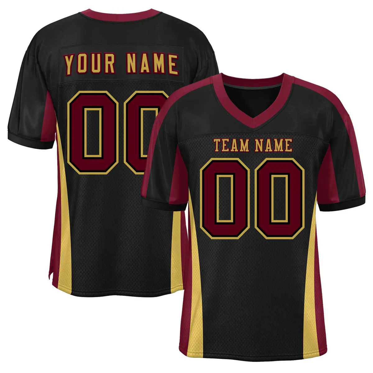 Black Color Block Mesh Authentic Football Jersey