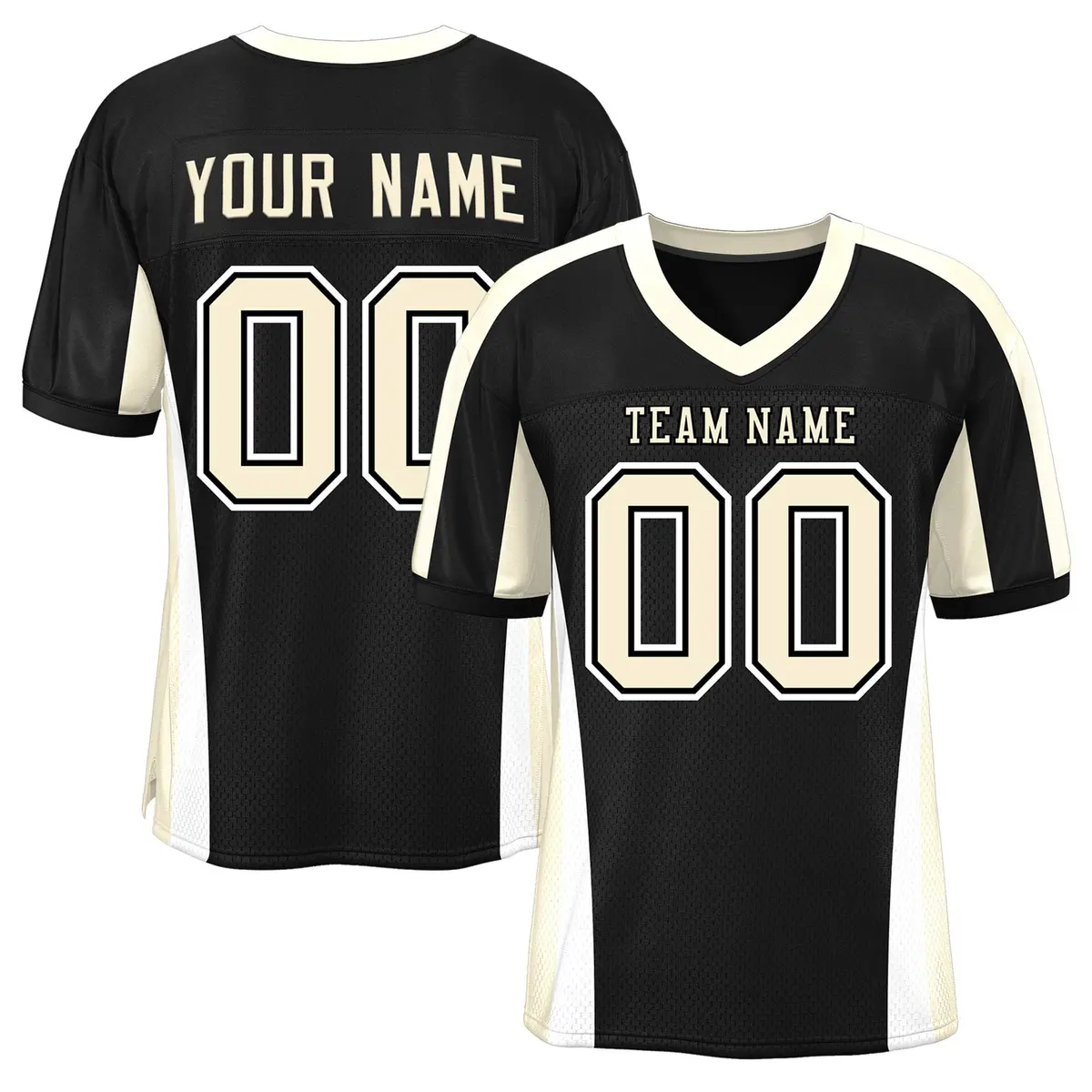 Black Color Block Mesh Authentic Football Jersey