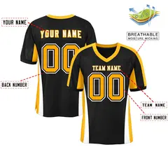 Black Color Block Mesh Authentic Football Jersey 2