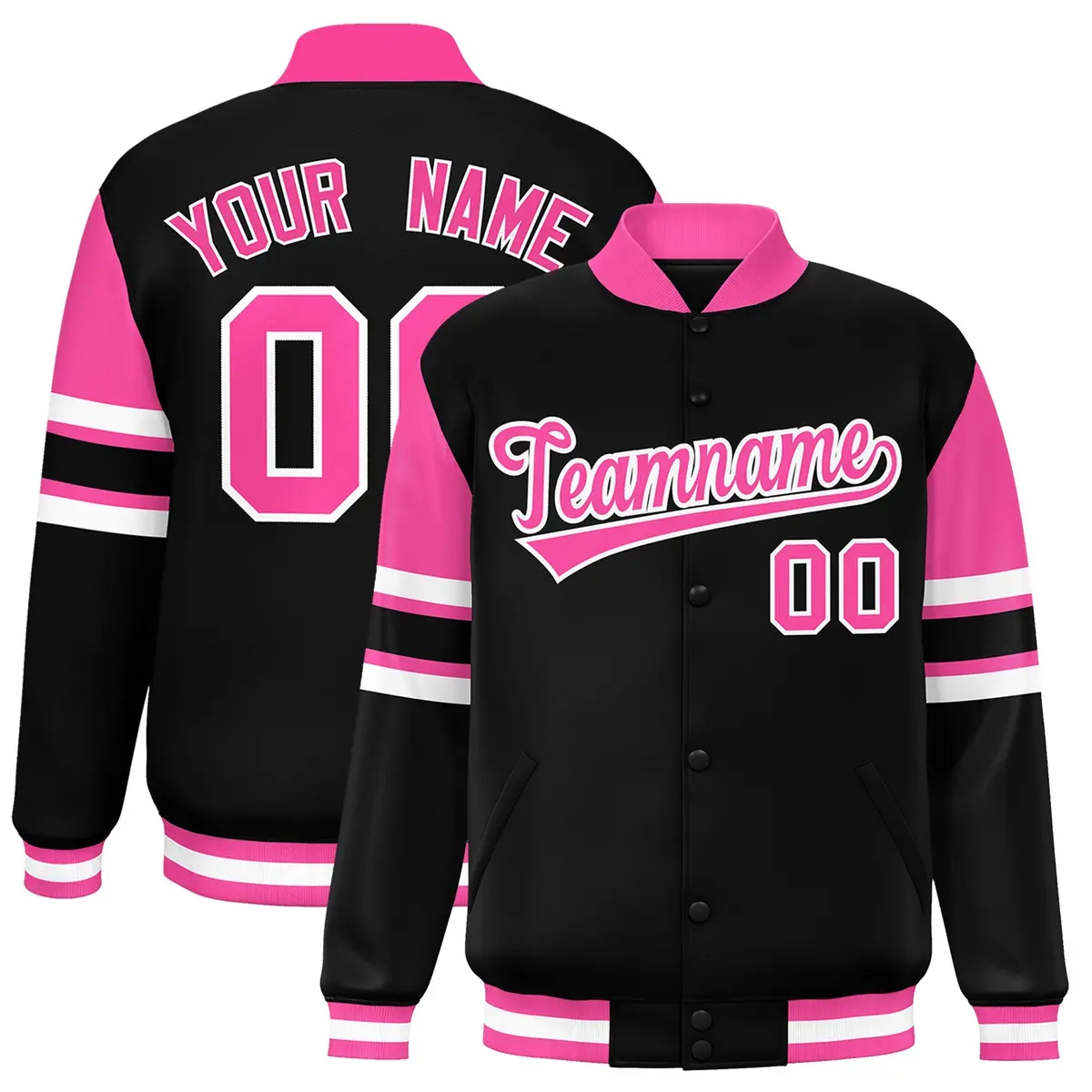 Black Color Block Varsity Letterman Jacket