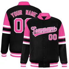 Black Color Block Varsity Letterman Jacket