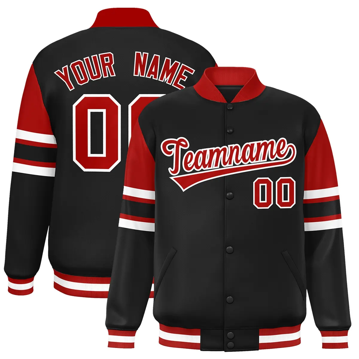 Black Color Block Varsity Letterman Jacket