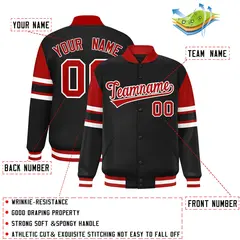 Black Color Block Varsity Letterman Jacket 2