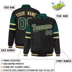 Black Color Block Varsity Letterman Jacket 2