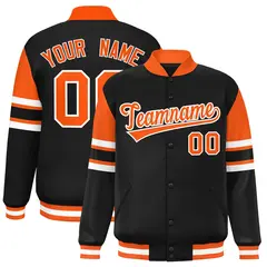 Black Color Block Varsity Letterman Jacket 1