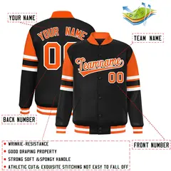 Black Color Block Varsity Letterman Jacket 2