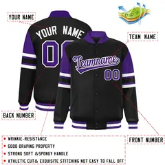 Black Color Block Varsity Letterman Jacket 2