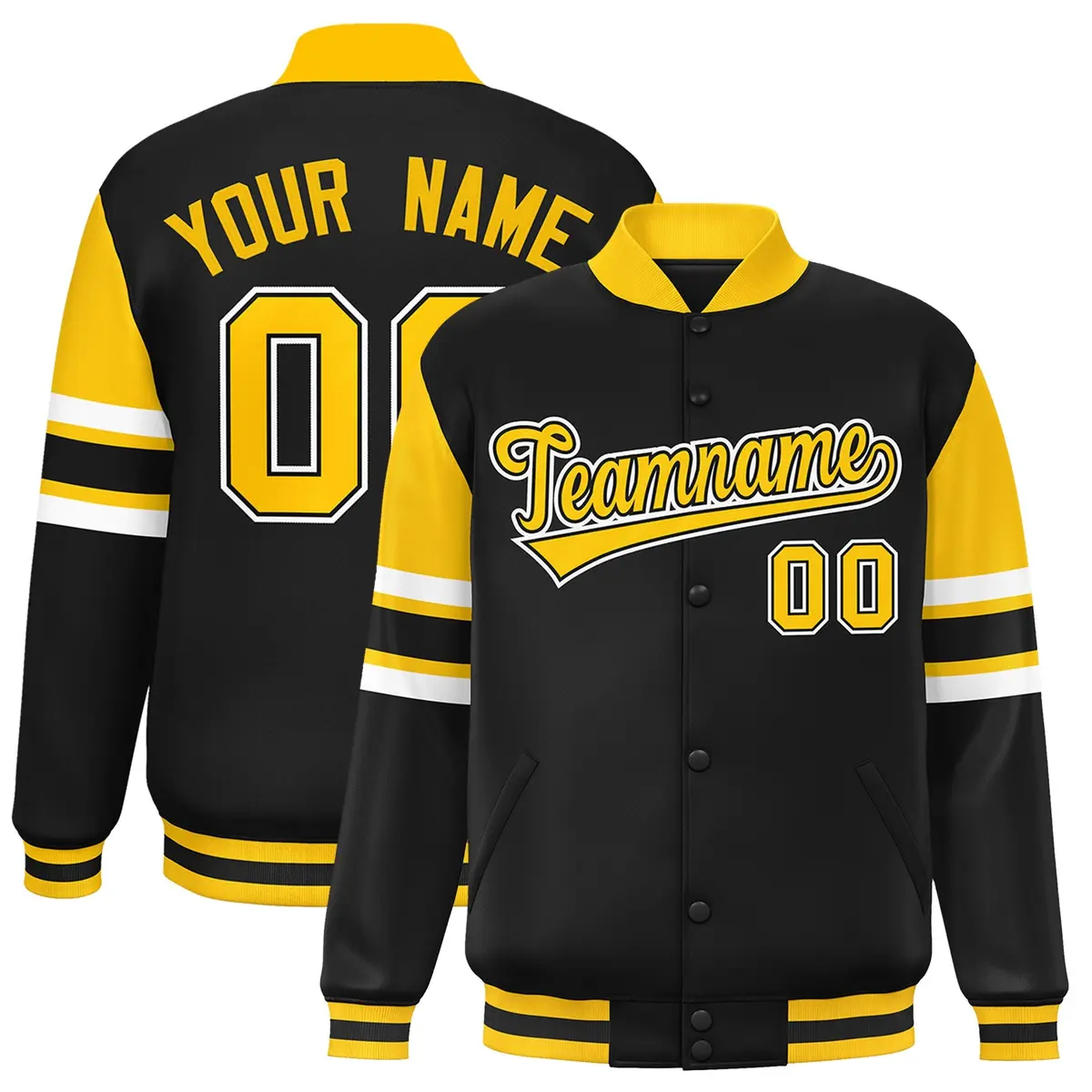 Black Color Block Varsity Letterman Jacket