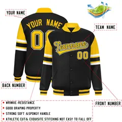 Black Color Block Varsity Letterman Jacket 2