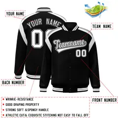 Black Color Block Varsity Letterman Jacket 2