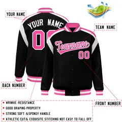 Black Color Block Varsity Letterman Jacket 2